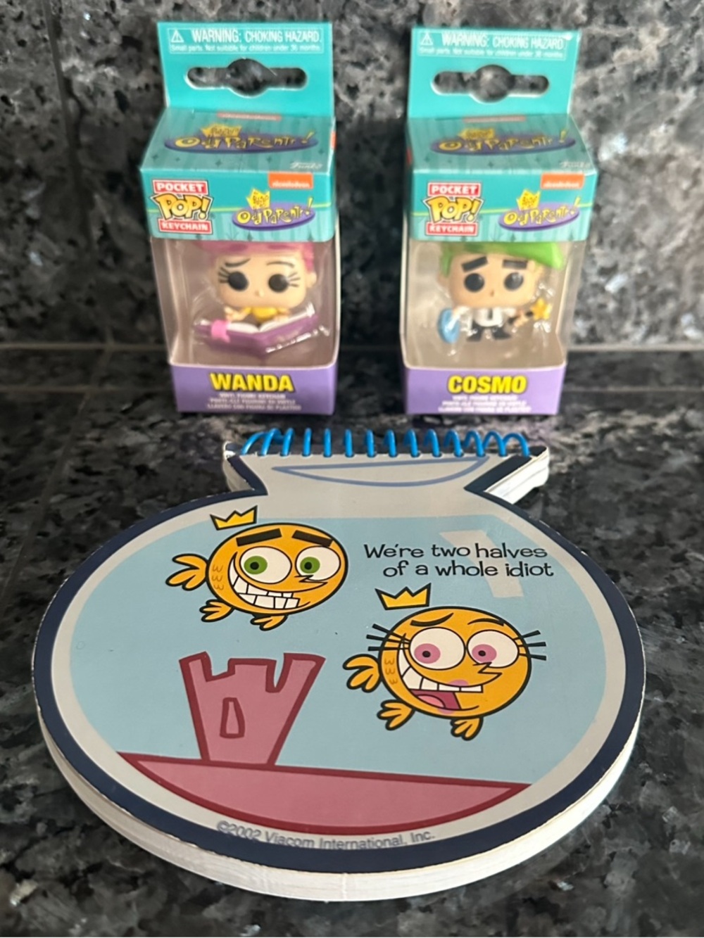 The Fairly Odd Parents Notepad and Funko Pop Keychains Cosmo Wanda